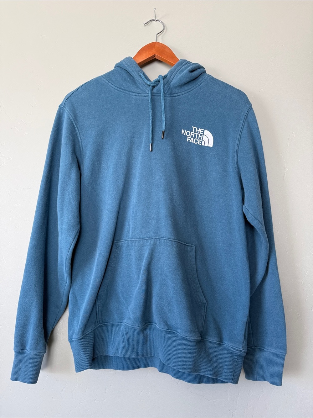 The North Face Dusty Blue Hooded Pullover with White Logo